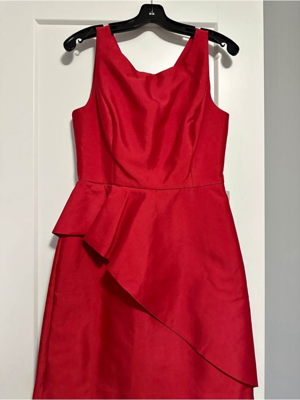 Halston Heritage Red Cocktail Dress with Peplum Detail